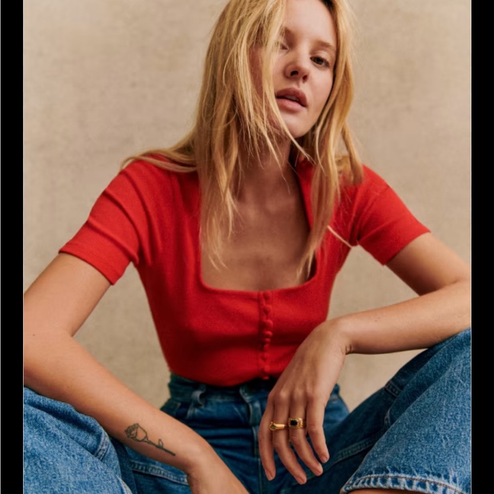 Sezane red grant top